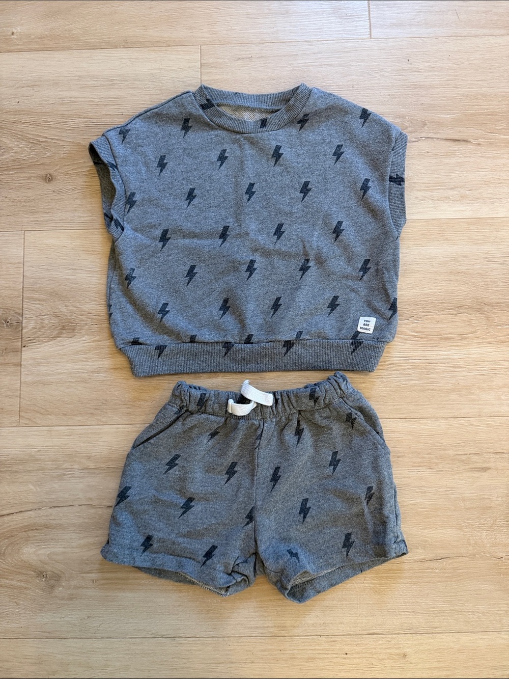 Kids Gray Lightning Sweatshirt & Shorts Set